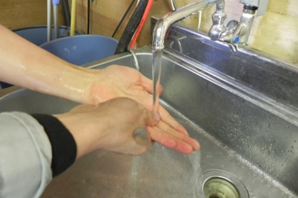 Rinse hands well in water